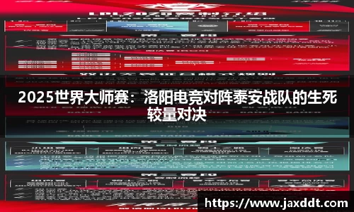 2025世界大师赛：洛阳电竞对阵泰安战队的生死较量对决